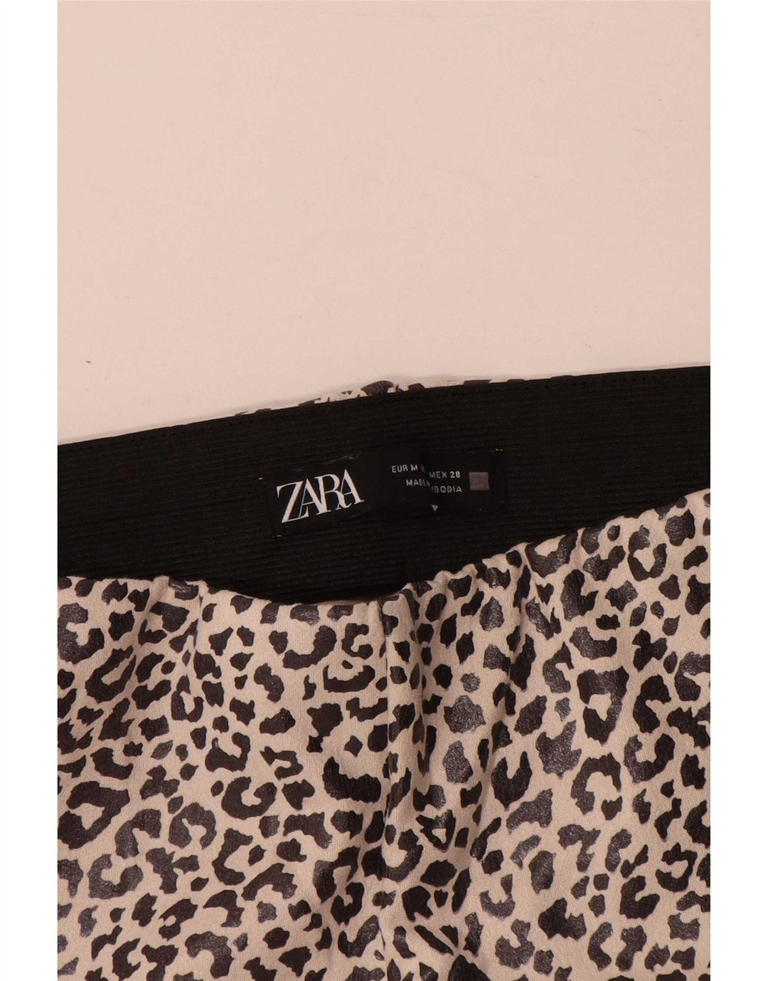 Zara Womens Leggings UK 12 Medium Beige Animal Print Polyester