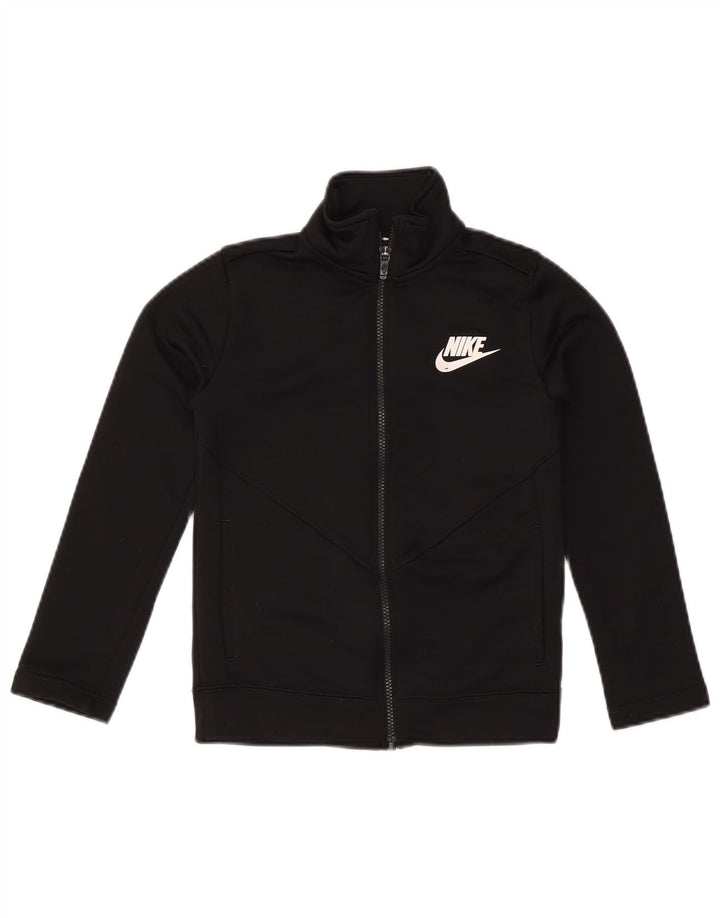 Nike Boys Tracksuit Top Jacket 8-9 Years Small Black Polyester