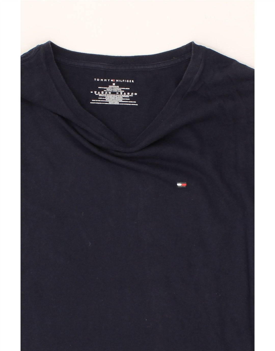 TOMMY HILFIGER Mens T-Shirt Top Medium Navy Blue Cotton Vintage Tommy Hilfiger and Second-Hand Tommy Hilfiger from Messina Hembry 