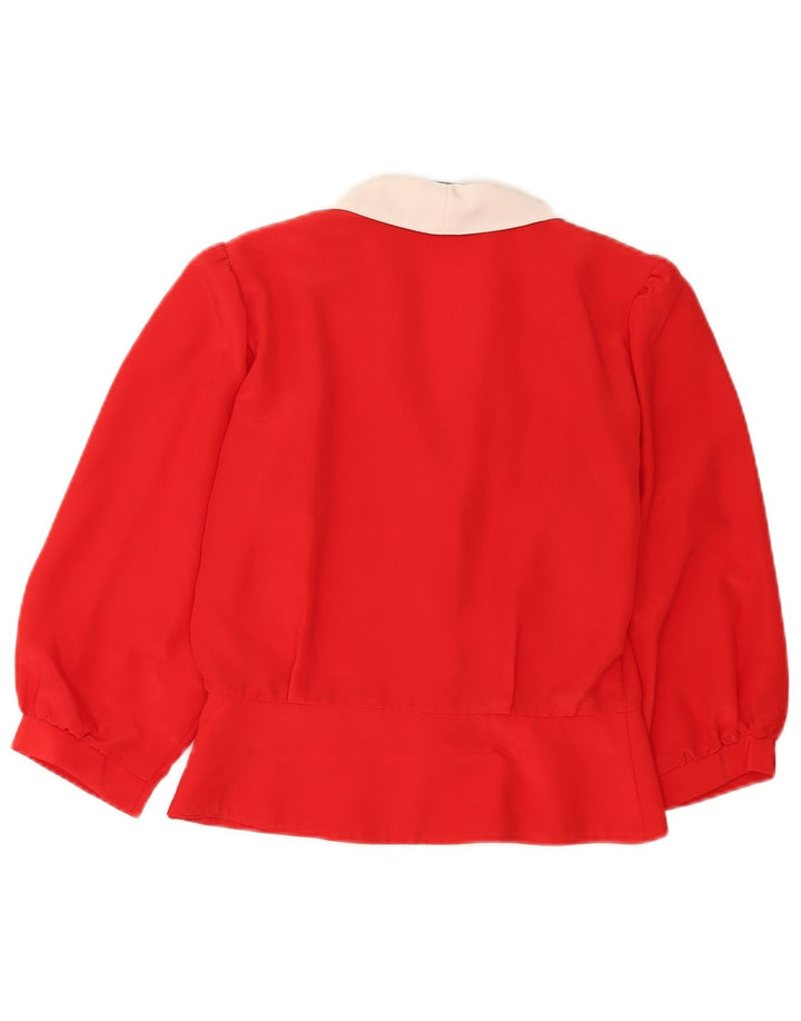 Libra Dame 3/4-ærmet skjortebluse UK 10 Small Red Colourblock Polyester