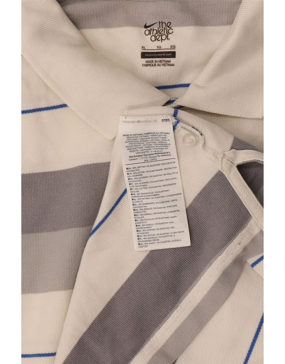 Nike Mens Polo Shirt XL Grey Striped Cotton