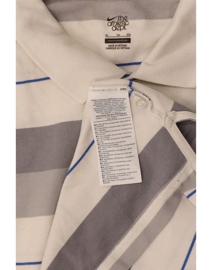 Nike Mens Polo Shirt XL Grey Striped Cotton