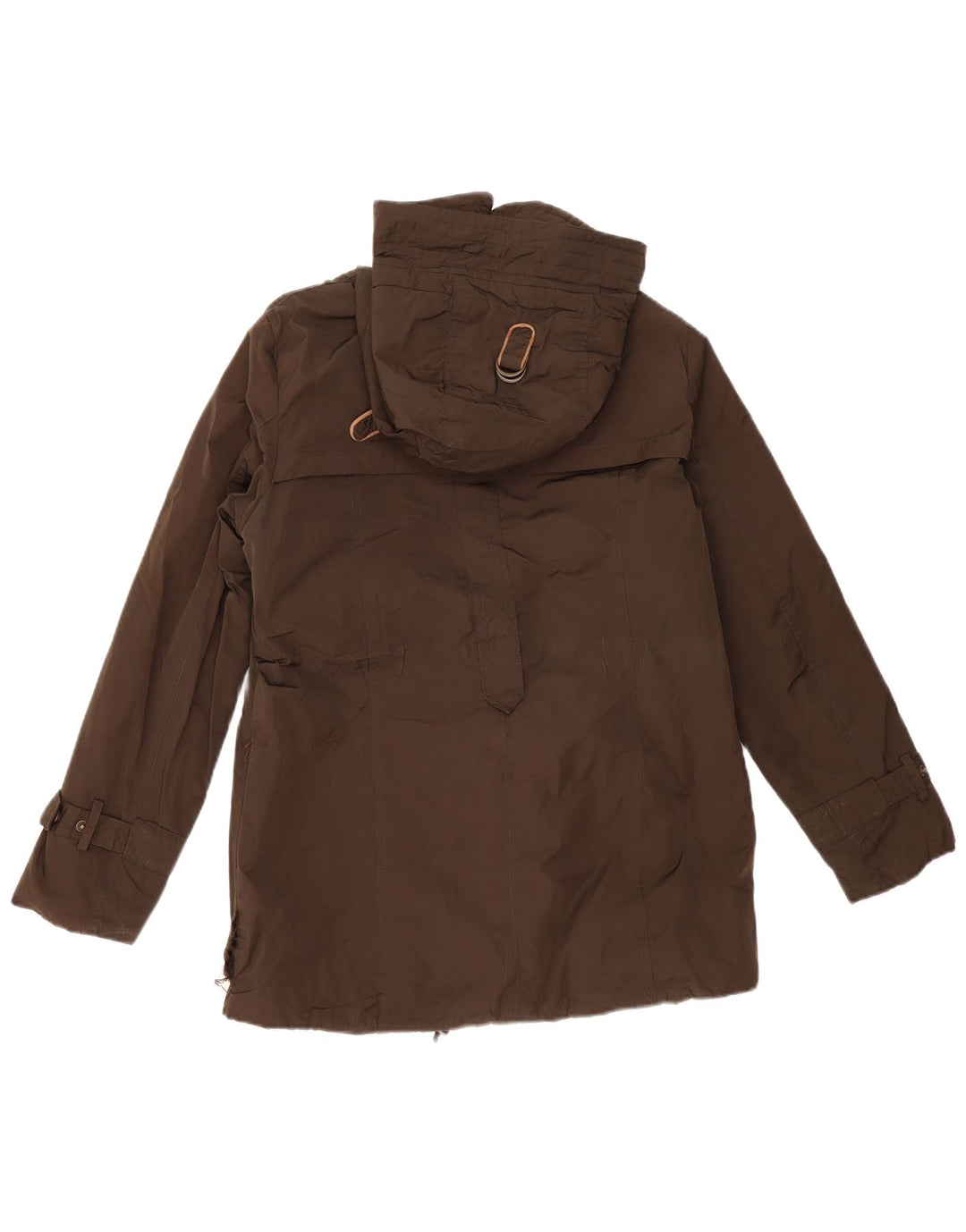 MASSIMO DUTTI Womens Hooded Windbreaker Jacket UK 14 Medium Khaki Cotton