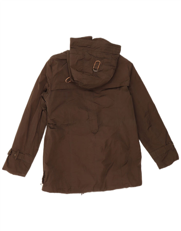 MASSIMO DUTTI Womens Hooded Windbreaker Jacket UK 14 Medium Khaki Cotton