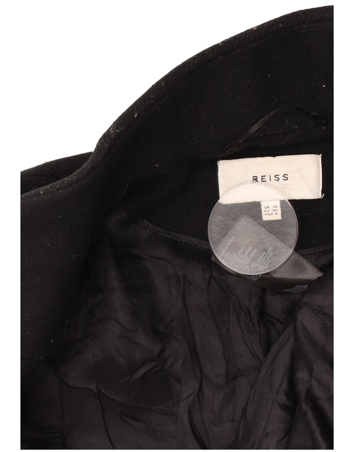 Reiss Womens Overcoat UK 10 Small Black Wool