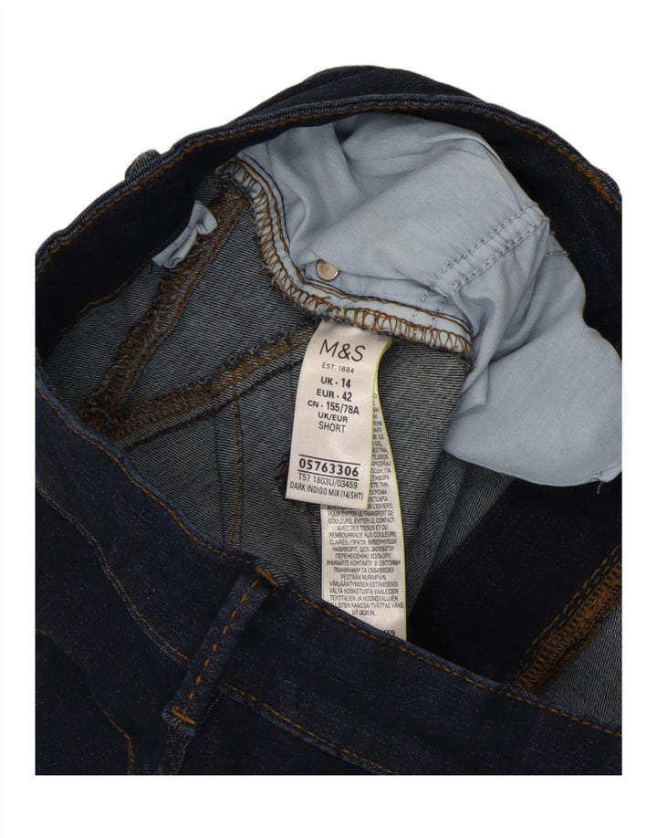 Marks & Spencer Womens Short Bootcut Jeans UK 14 Medium W30 L28 Blue Cotton
