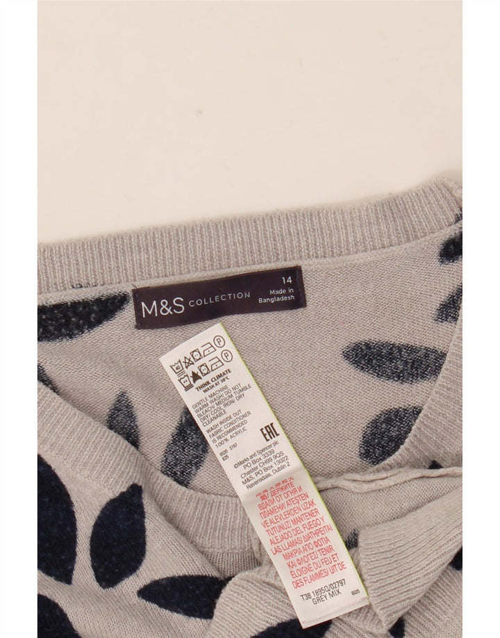 Marks & Spencer Womens Boat Neck Jumper Sweater UK 14 Large Grey