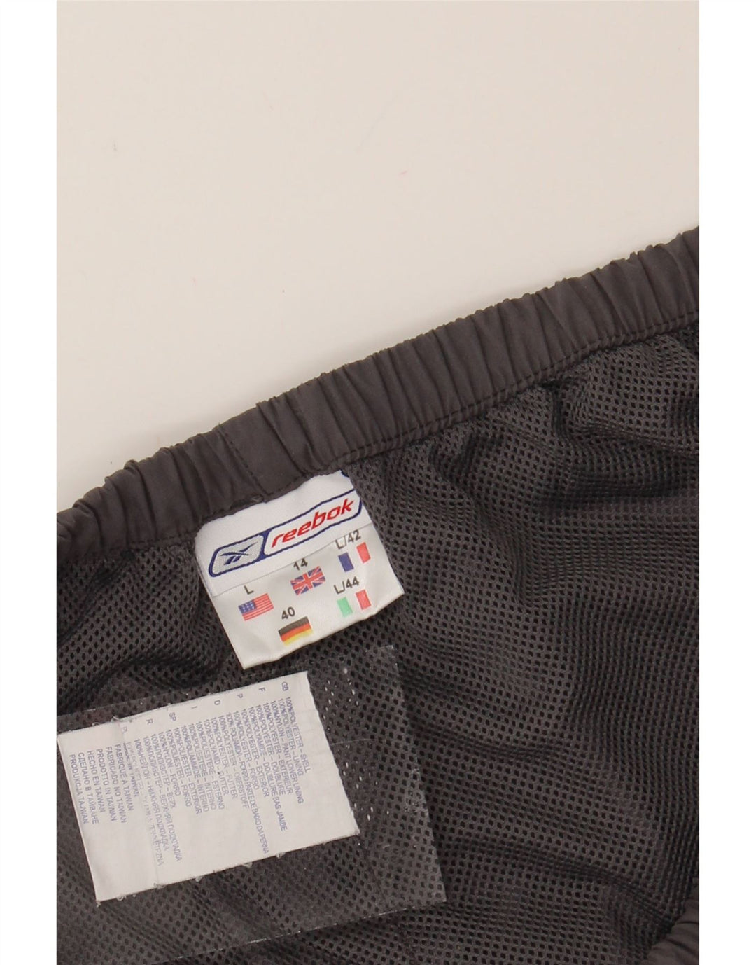 REEBOK Womens Tracksuit Trousers UK 14 Large Grey Polyester Vintage Reebok and Second-Hand Reebok from Messina Hembry 
