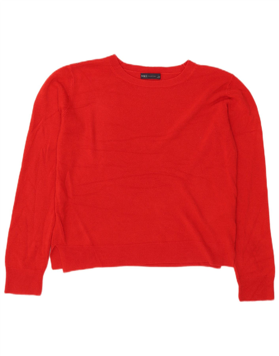 Marks & Spencer Dame Crop Crew Neck Jumper Sweater UK 12 Medium Red