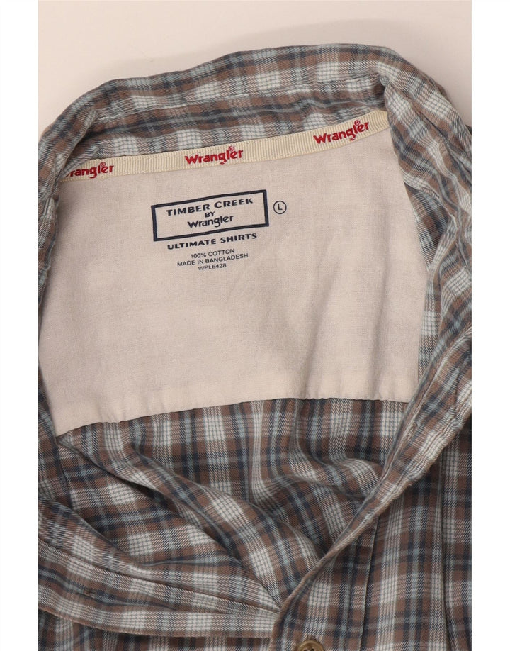 Wrangler Mens Shirt Large Grey Check Cotton