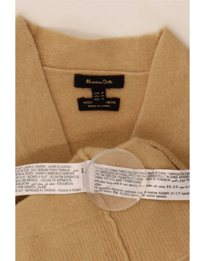 Massimo Dutti Damen Crop Cardigan Pullover UK 12 Mittelbeige Wolle