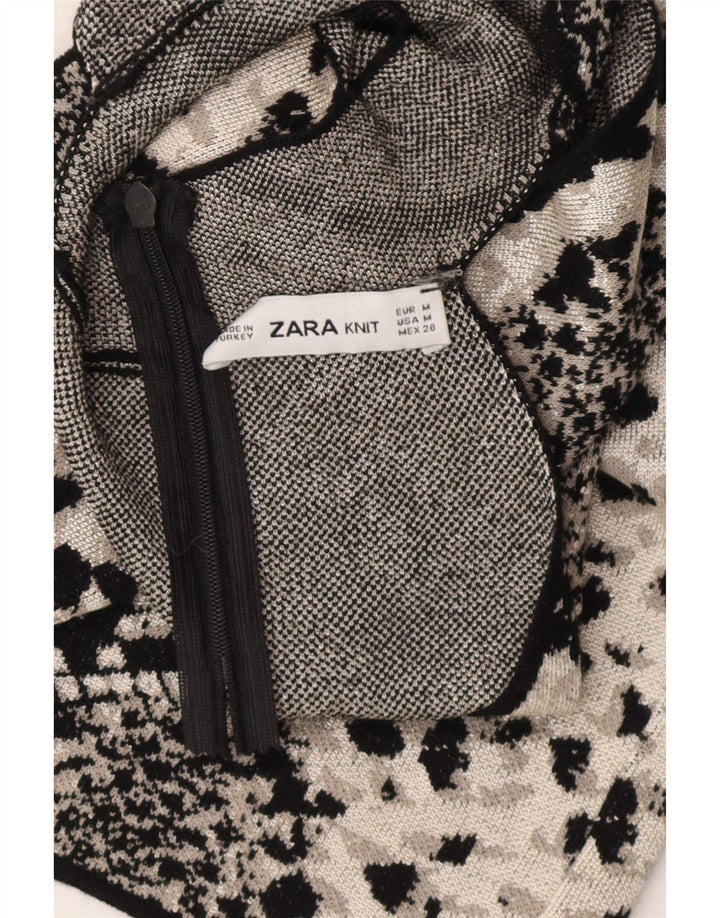 Zara Womens Halter Top UK 12 Medium Noir Imprimé Animal