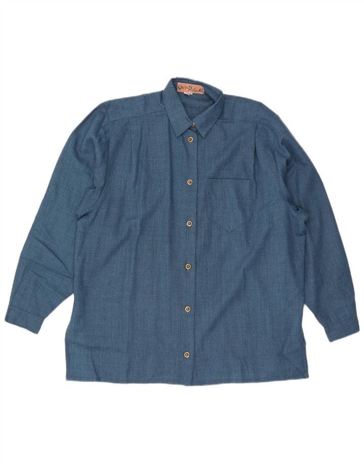 Cinzia Rocca Womens Oversized Shirt IT 44 Medium Blue Wool