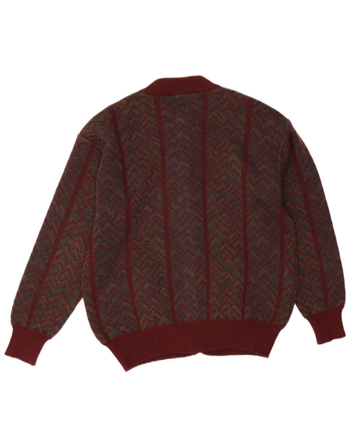 Mapier Herren-Strickjacke, große bordeauxrote Chevron-Wolle