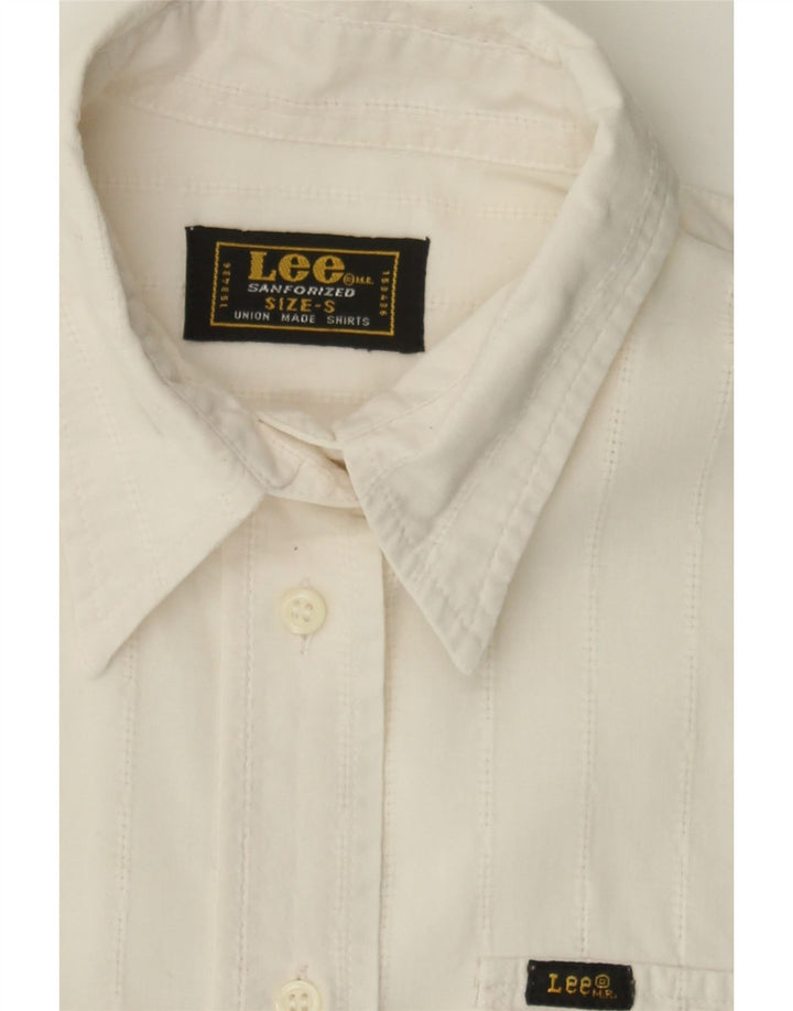 LEE Womens Short Sleeve Shirt UK 10 Small Off White Striped Vintage Lee and Second-Hand Lee from Messina Hembry 