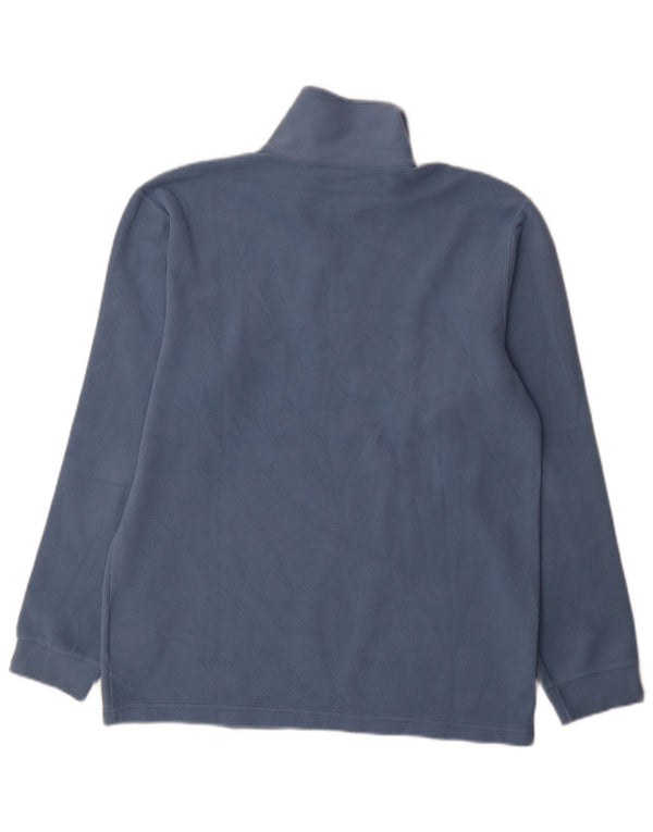 Champion Mens Zip Neck Fleece Jumper Large Blue Cotton