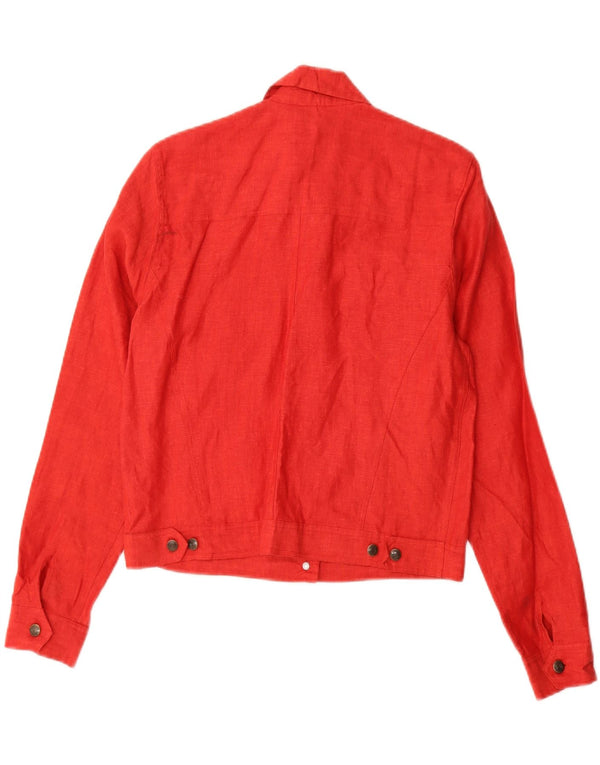 Blunauta Womens Crop Loose Fit Bomber Jacket UK 6 XS Red Linen