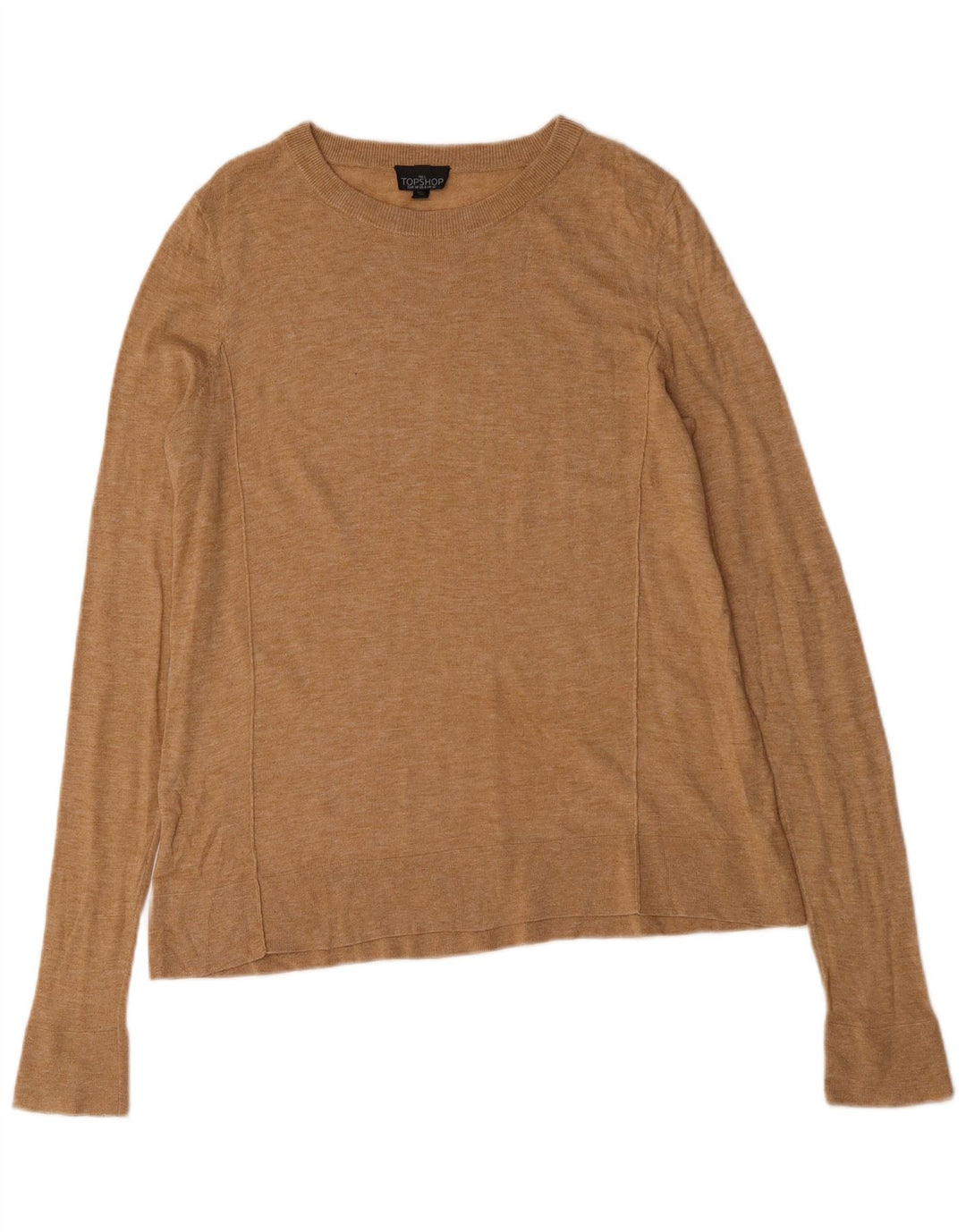 Topshop Womens Oversized Top Long Sleeve UK 10 Small Beige