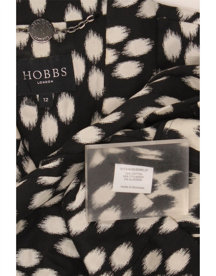 Hobbs Womens 3/4 Sleeve Open Blazer Jacket UK 12 Medium Black Spotted