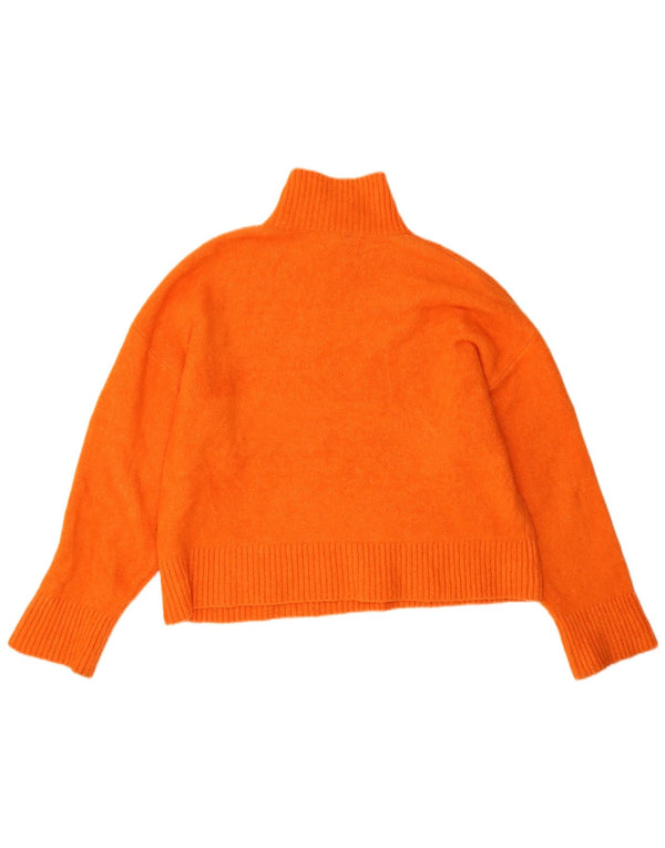 Pulover oversize pentru femei cu gât țestoasă Zara UK 16 mare portocaliu acrilic