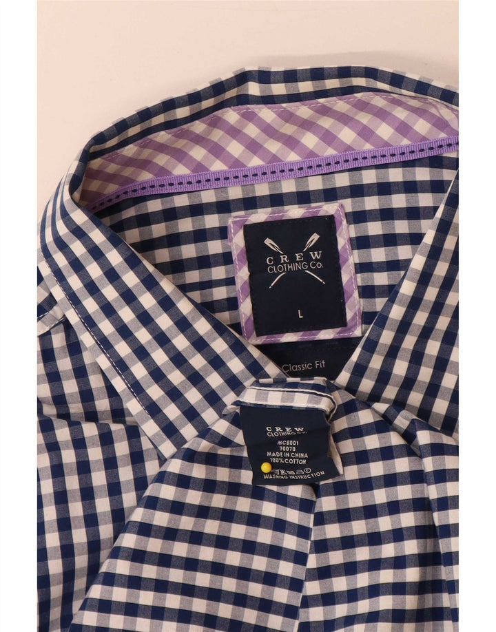 Crew Clothing Mens Classic Fit Shirt Large Blue Gingham Cotton