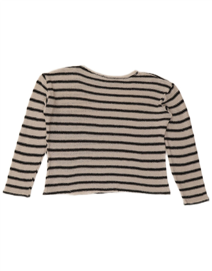 Zara Womens Oversized Crop Top UK 10 Small White Striped