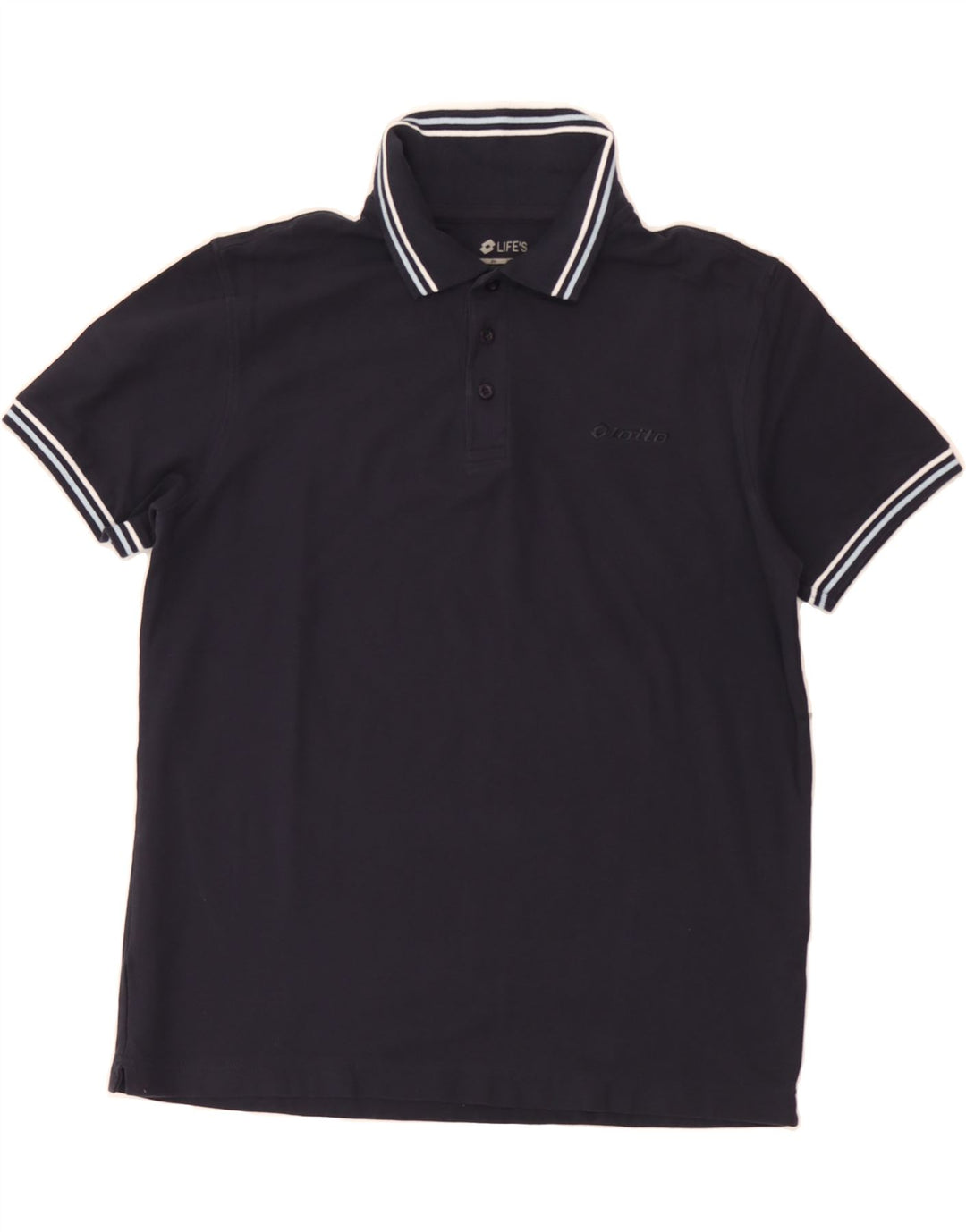 LOTTO Mens Life's Polo Shirt Medium Navy Blue Cotton Vintage Lotto and Second-Hand Lotto from Messina Hembry 