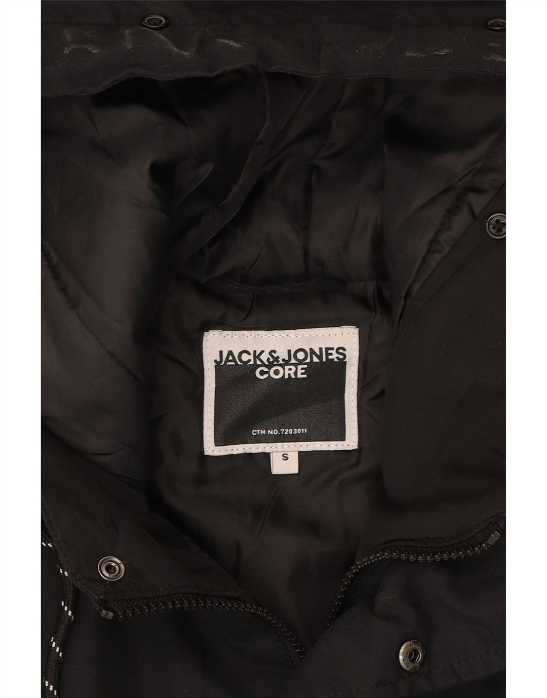 JACK & JONES Mens Hooded Windbreaker Jacket UK 36 Small Black Vintage Jack & Jones and Second-Hand Jack & Jones from Messina Hembry 