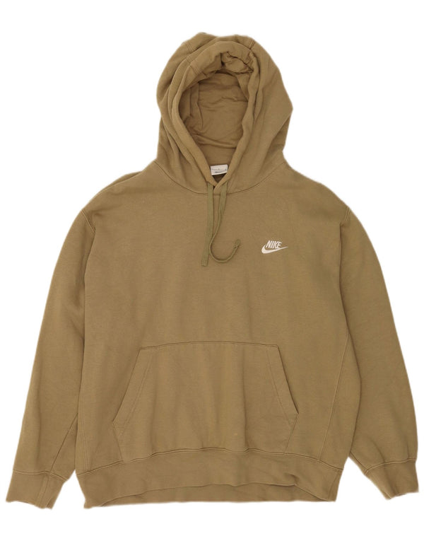 Nike Womens Oversized Hoodie Jumper UK 16 Large Khaki Cotton