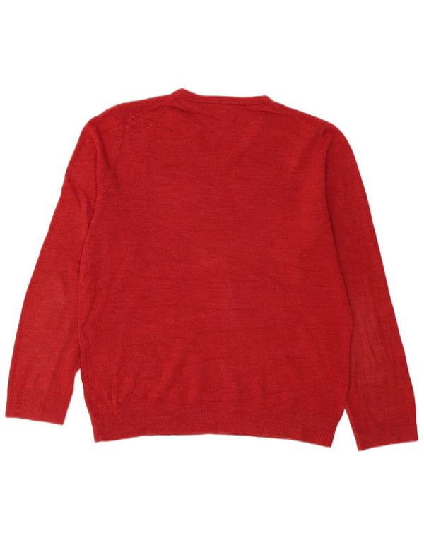 John Lewis Herren-Pullover mit V-Ausschnitt, XL, rotes Acryl