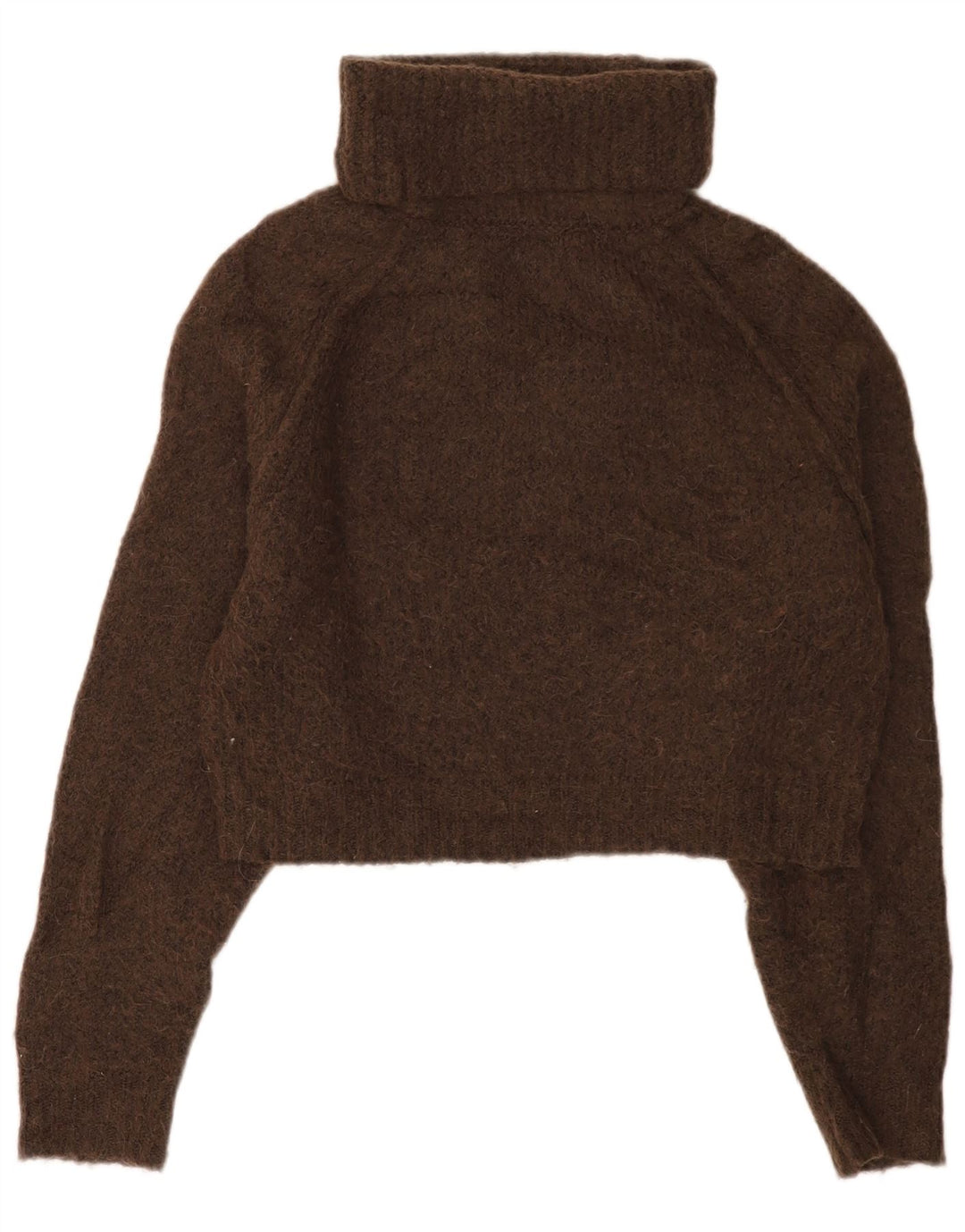 Maglione corto da donna Zara con collo alto, UK 14, poliestere marrone medio