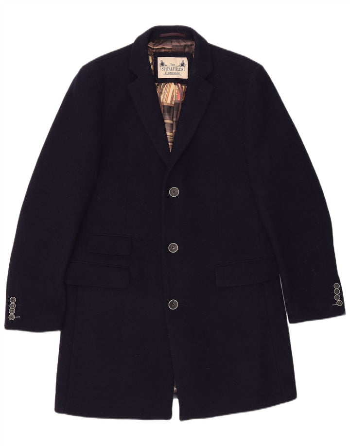 Vintage Mens Overcoat UK 42 XL Navy Blue Wool