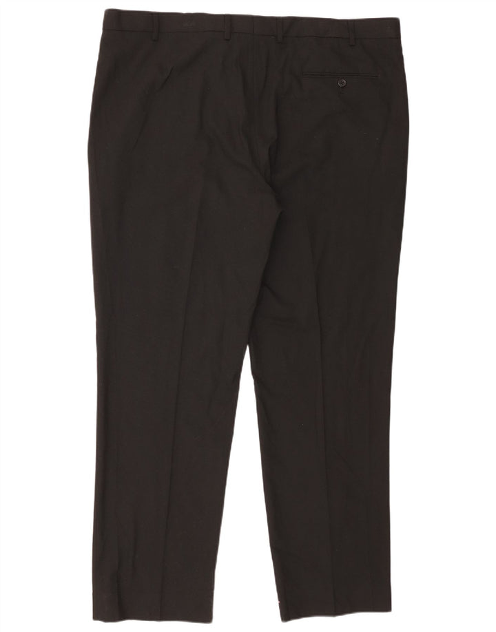 Pantaloni de costum pentru bărbați Marks & Spencer, cu ajustare normală, L42 L31, poliester negru