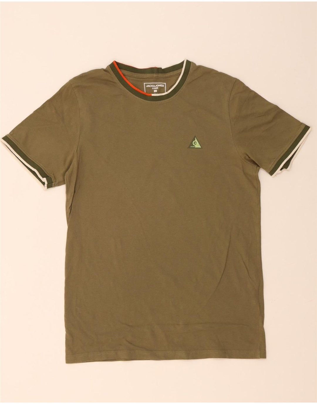 JACK & JONES Mens T-Shirt Top Large Khaki Cotton