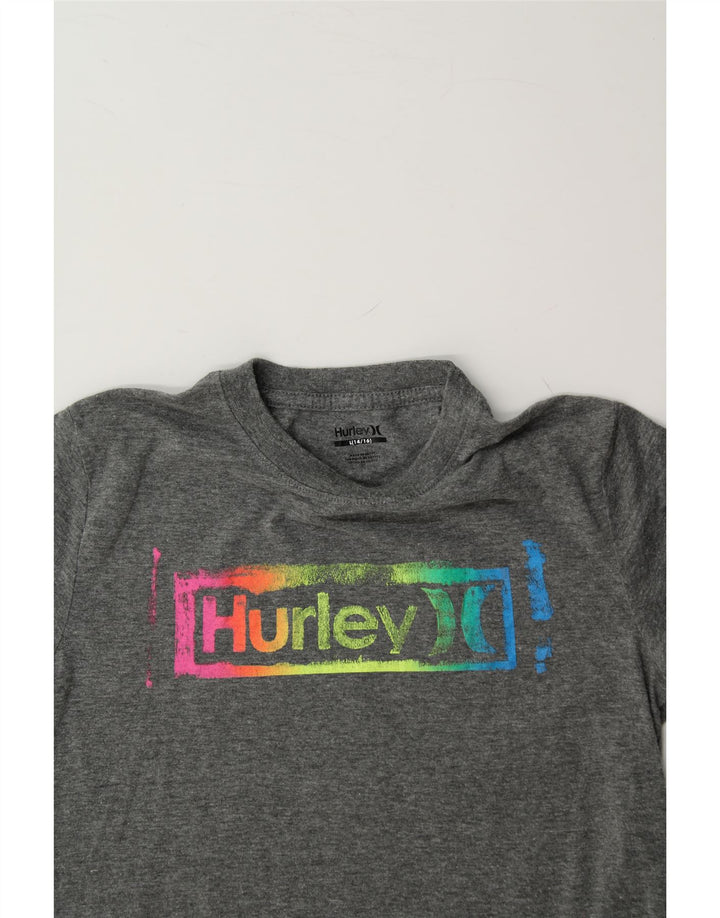 HURLEY Boys Graphic T-Shirt Top 14-15 Years Large Grey Vintage Hurley and Second-Hand Hurley from Messina Hembry 