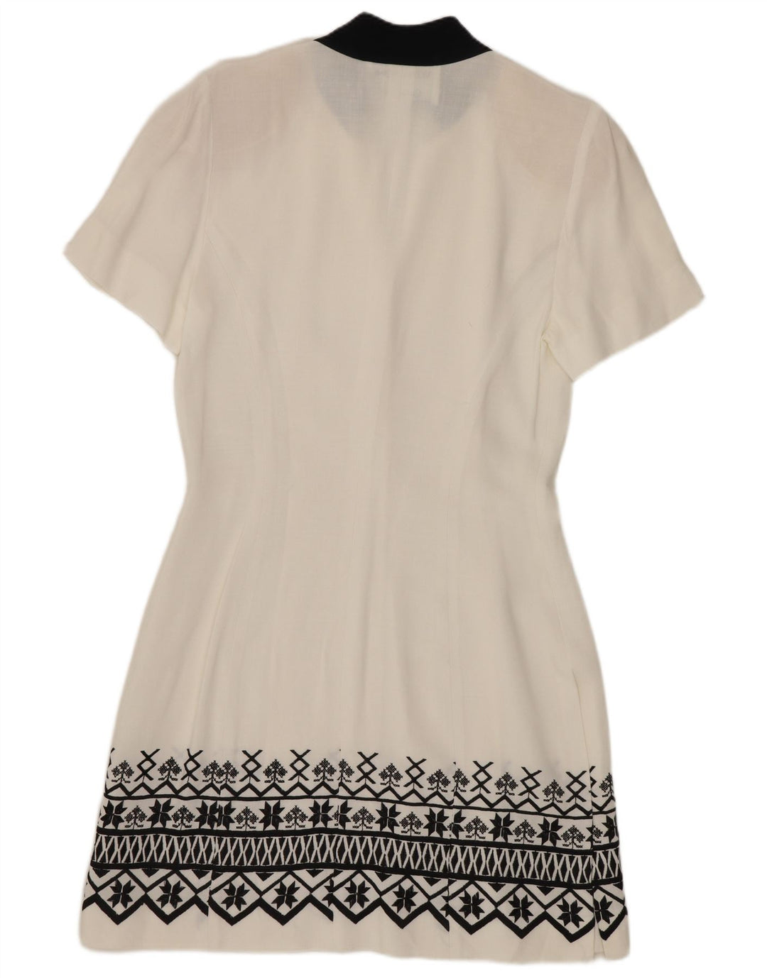 Gattinoni Womens Short Sleeves Sheath Dress IT 44 Medium White Geometric