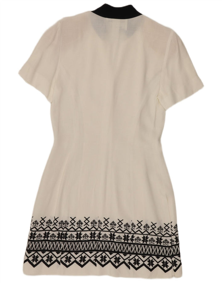 Gattinoni Womens Short Sleeves Sheath Dress IT 44 Medium White Geometric