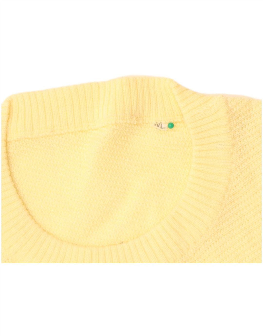 Maglione maglione girocollo da donna VINTAGE UK 14 lana gialla media