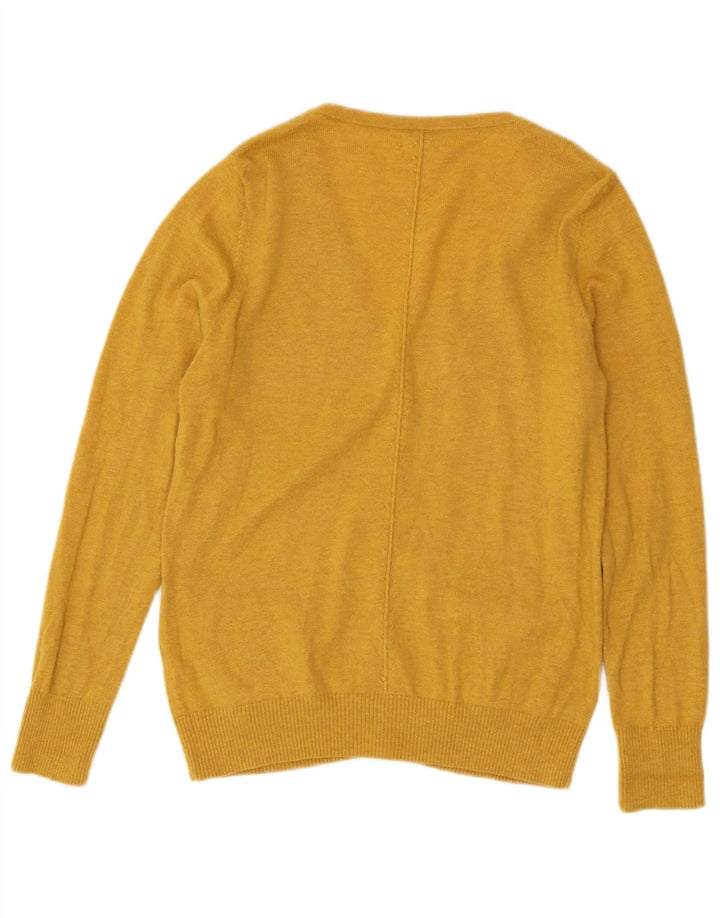 Suéter cardigã feminino Fat Face UK 12 lã amarela média
