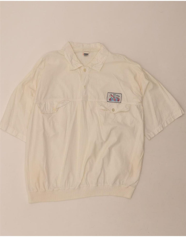 AVANTI Mens Short Sleeve Pullover Shirt XL White Cotton Vintage Avanti and Second-Hand Avanti from Messina Hembry 