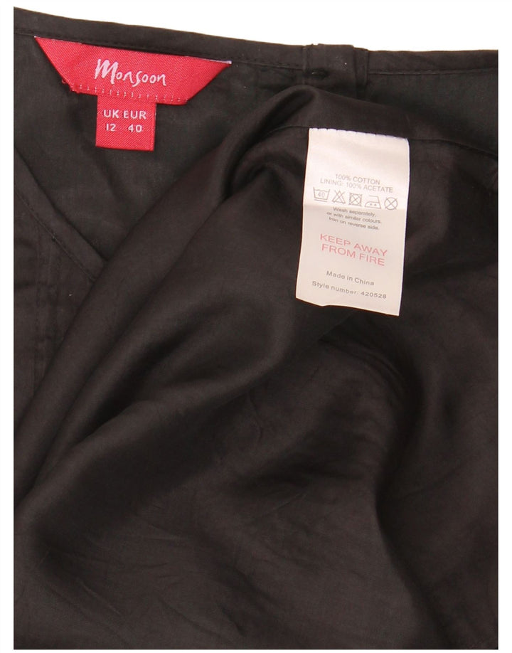 Monsoon Dame Skede Kjole UK 12 Medium Sort Bomuld