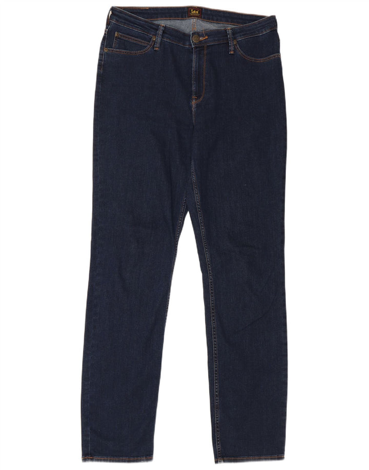 Lee Womens Marion Straight Jeans W32 L33 Navy Blue Cotton