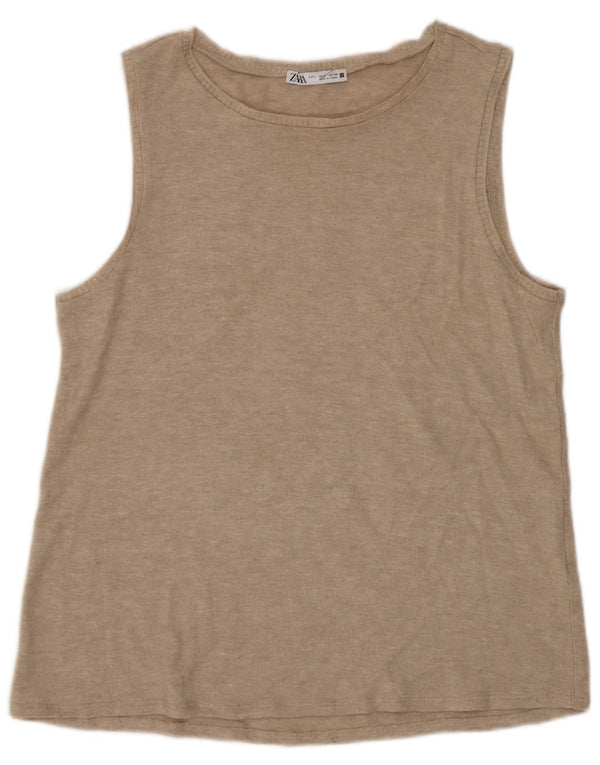 Canottiera Zara da donna UK 10 piccola beige screziata
