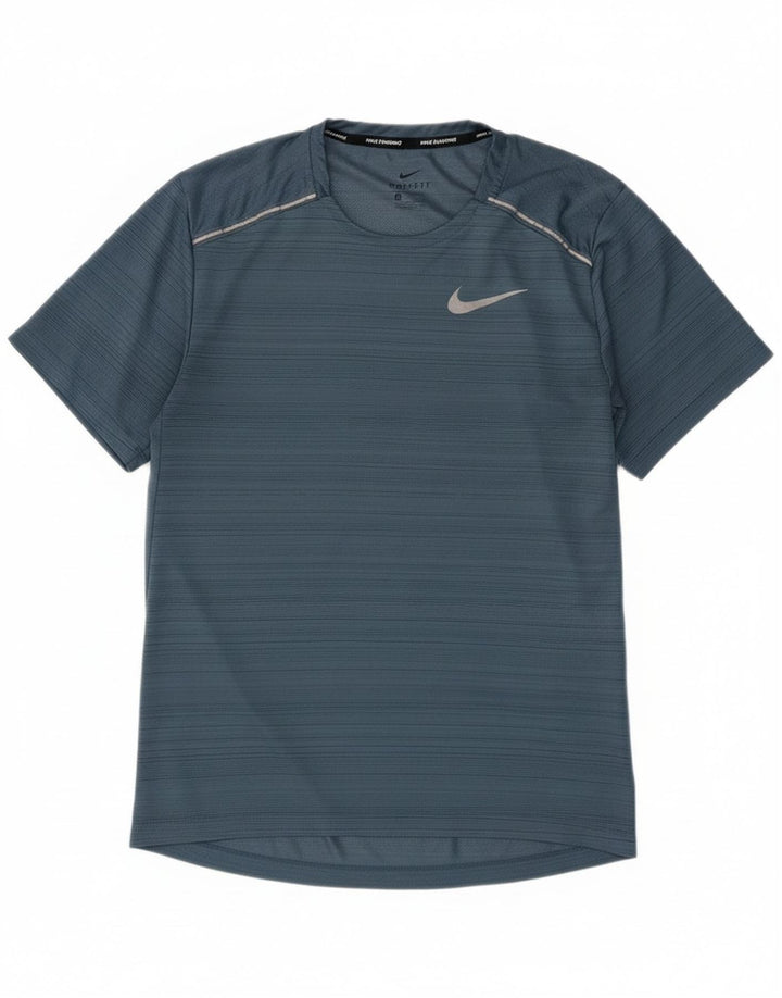 Nike Mens Dri Fit T-Shirt Top Small Blue Striped Polyester