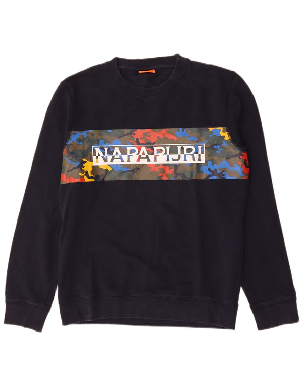 Ανδρικό γραφικό φούτερ Napapijri Jumper Medium Navy Μπλε βαμβακερό καμουφλάζ