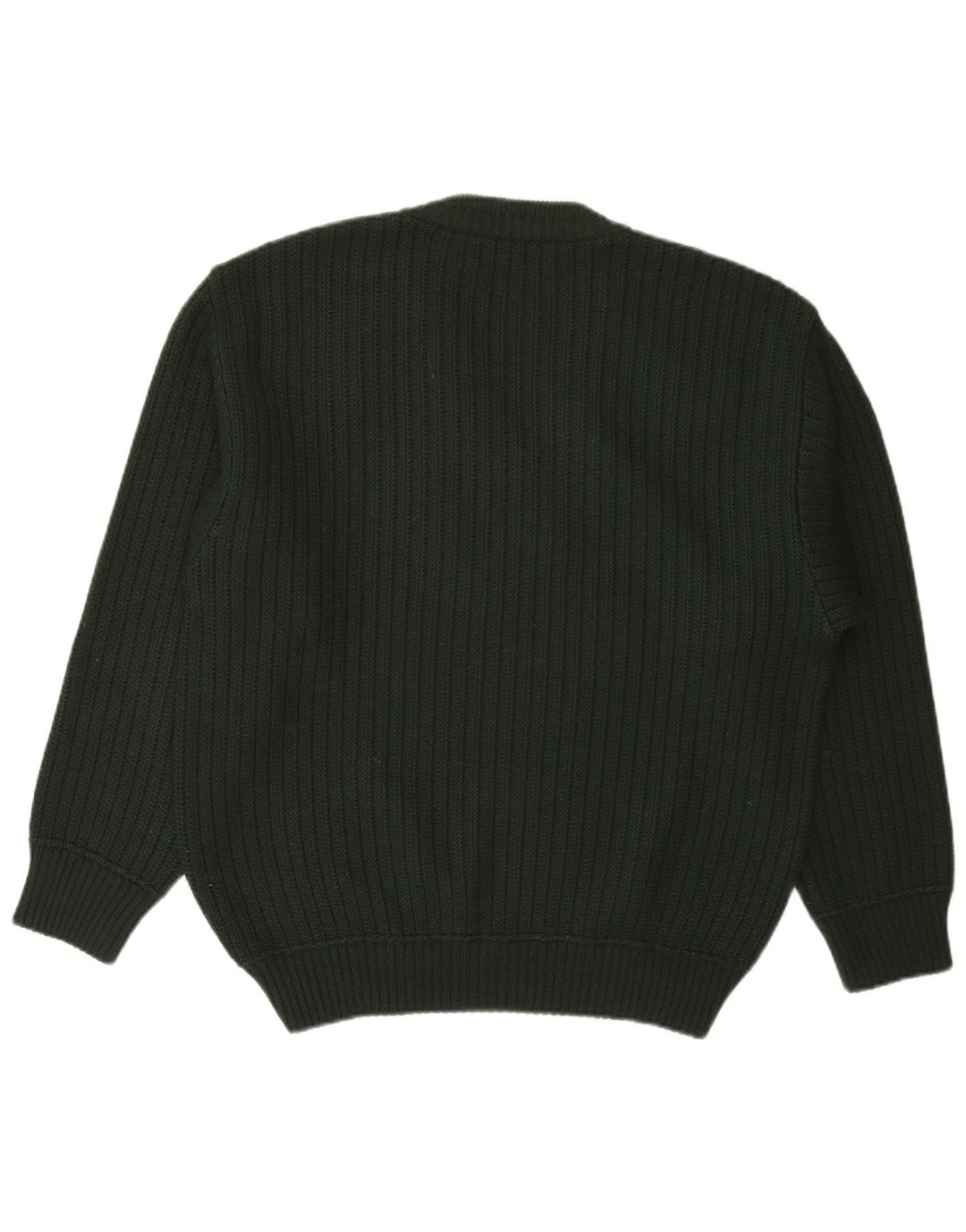 MALAGRIDA Mens V-Neck Jumper Sweater Large Green Geometric Polyacrylic