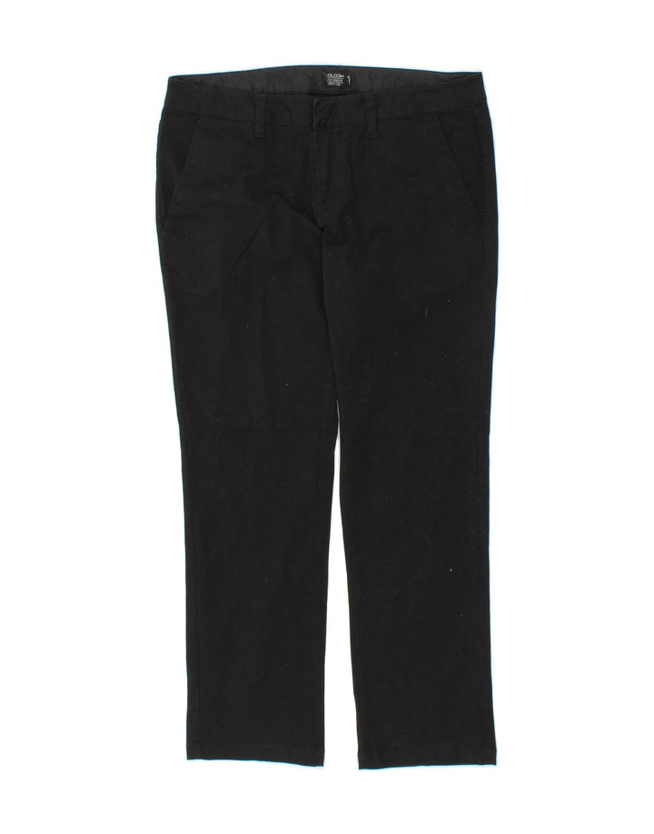 VOLCOM Womens Slim Chino Trousers US 7 Medium W32 L26 Black Cotton Vintage Volcom and Second-Hand Volcom from Messina Hembry 