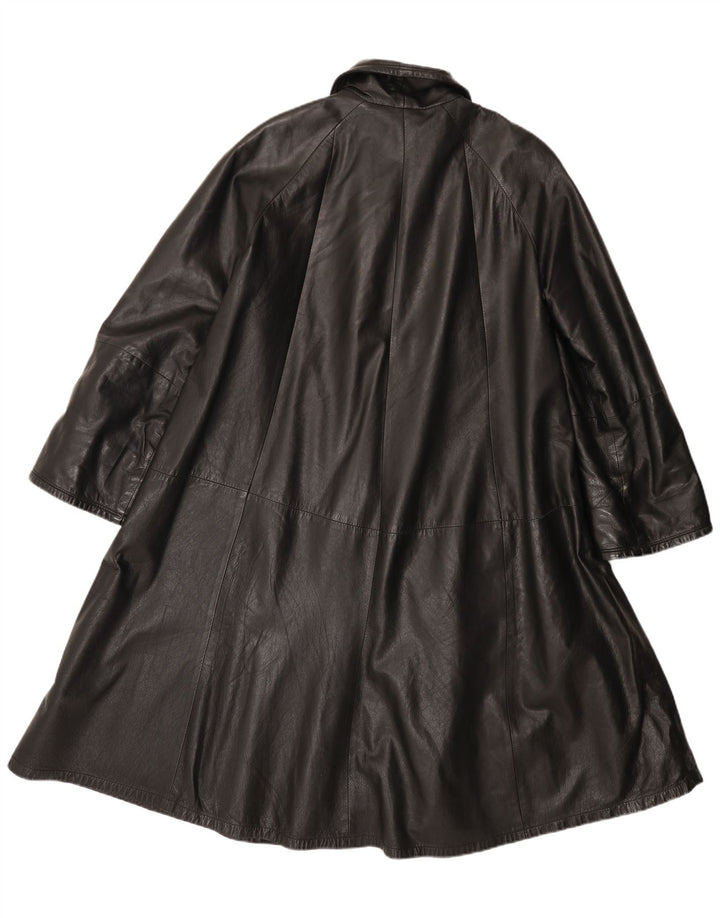 Vintage Womens Leather Coat IT 42 Medium Black Leather