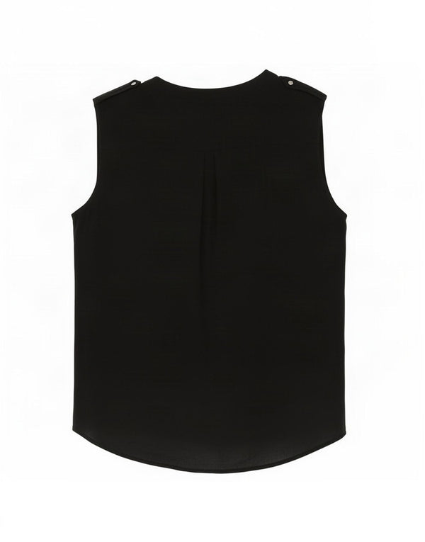 Zara Mujer Blusa Sin Mangas Top UK 44 Medium Negro