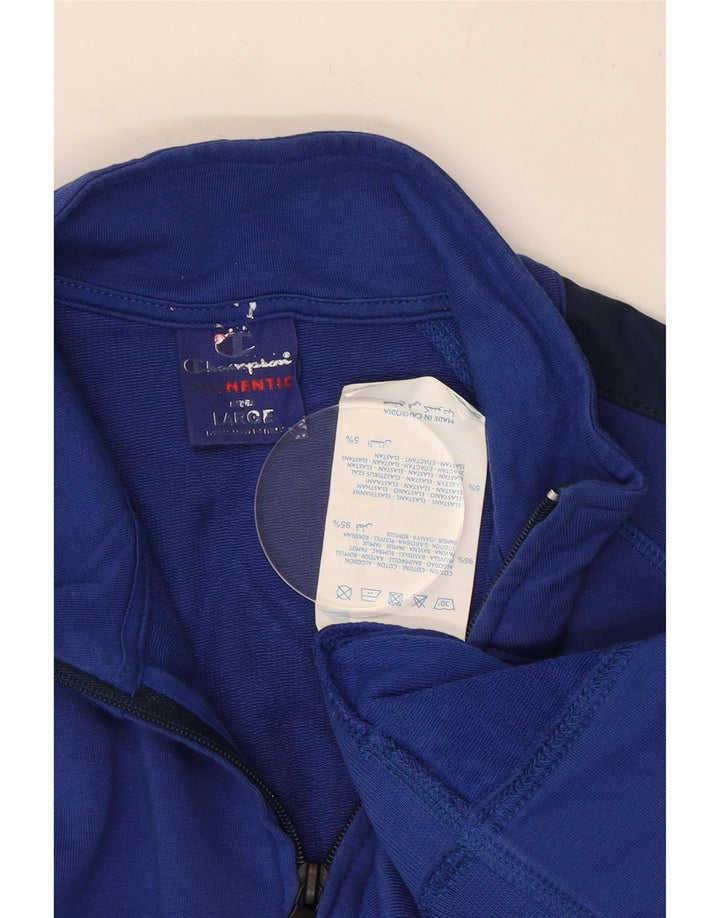 Champion Mens Tracksuit Top Jacket Large Blue Colourblock Cotton
